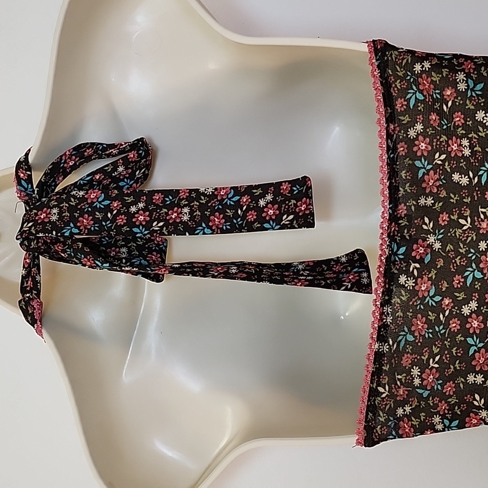 Candie's Y2K  Baby  Doll Floral Halter Top - Black and Pink Sz Meduim - Picture 8 of 16